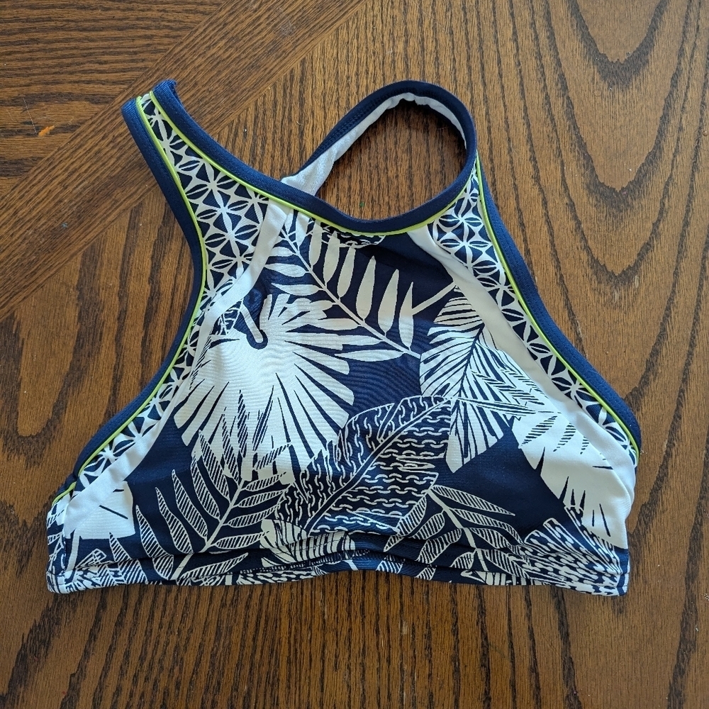 Jag Blue and White Patterned Bikini Size Small